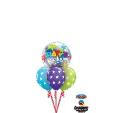 Happy Birthday Bubble Stars Balloon Bouquet